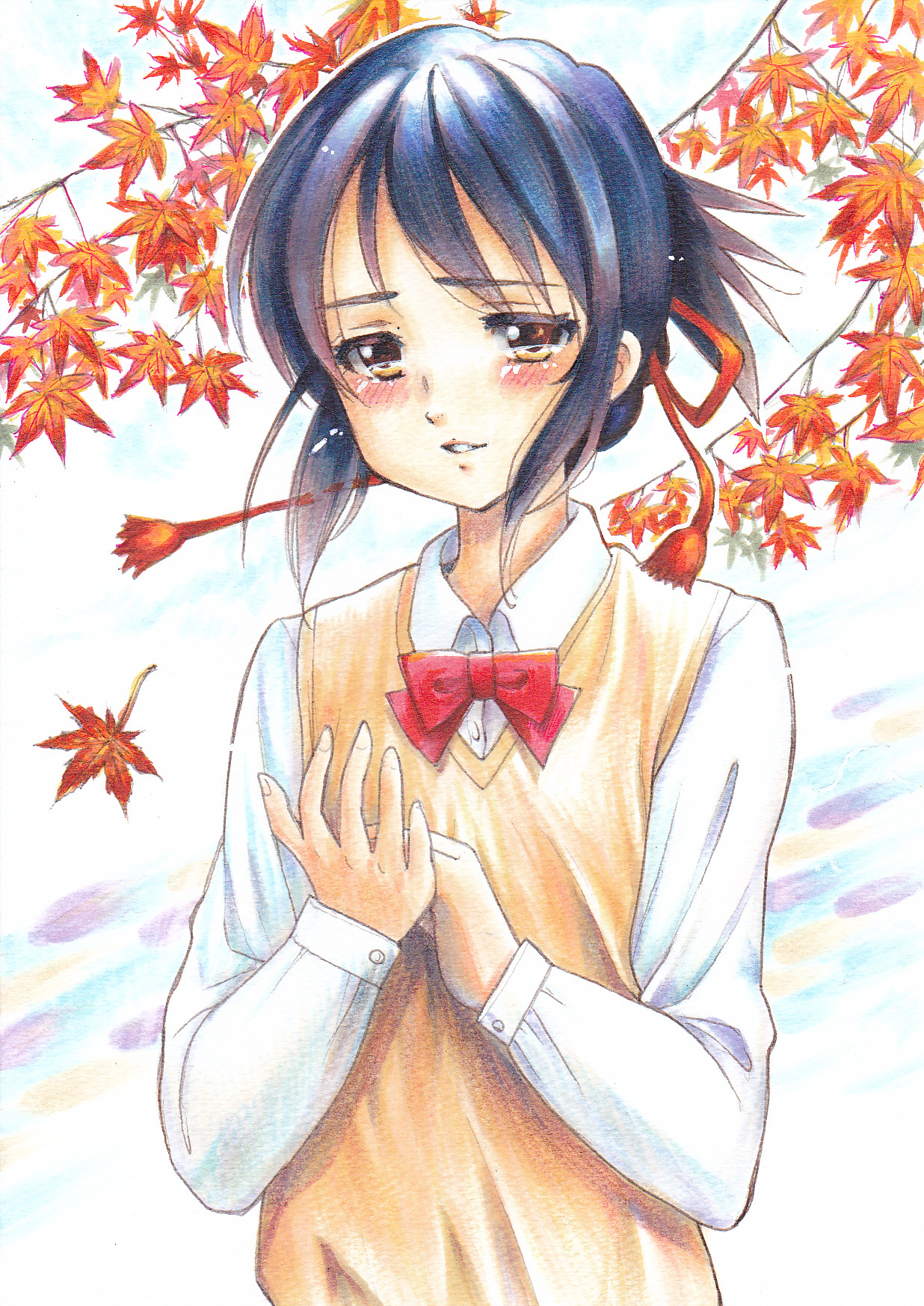 你的名字是 宫水三叶 这样的话 我不知道你的名字 你的名字 宫水三叶 Anarogu插图竞赛 Jk制服 颜色表 枫 名前 わかんないよ 君の名は 100users入り 画师通