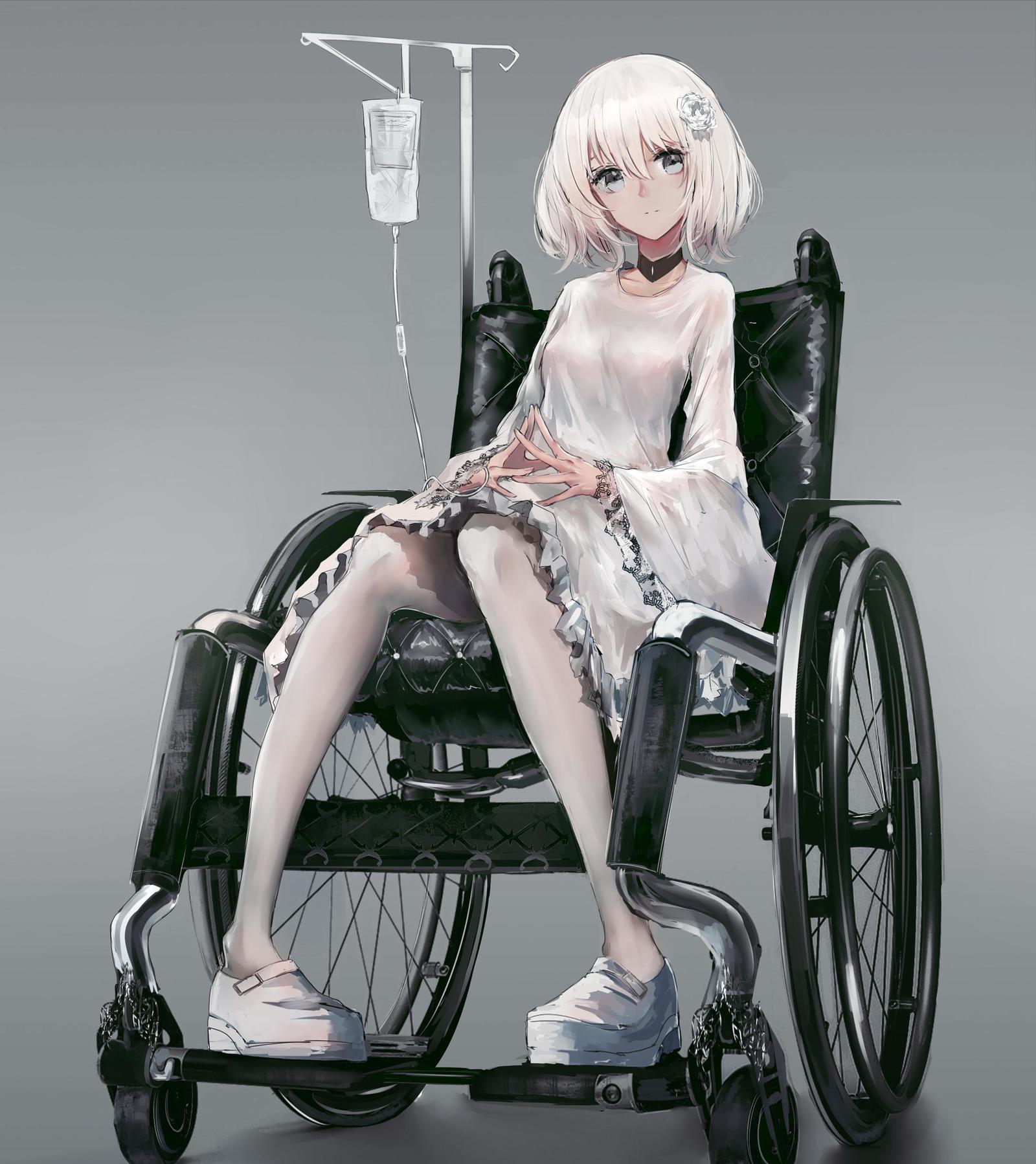 轮椅二次元女孩图片