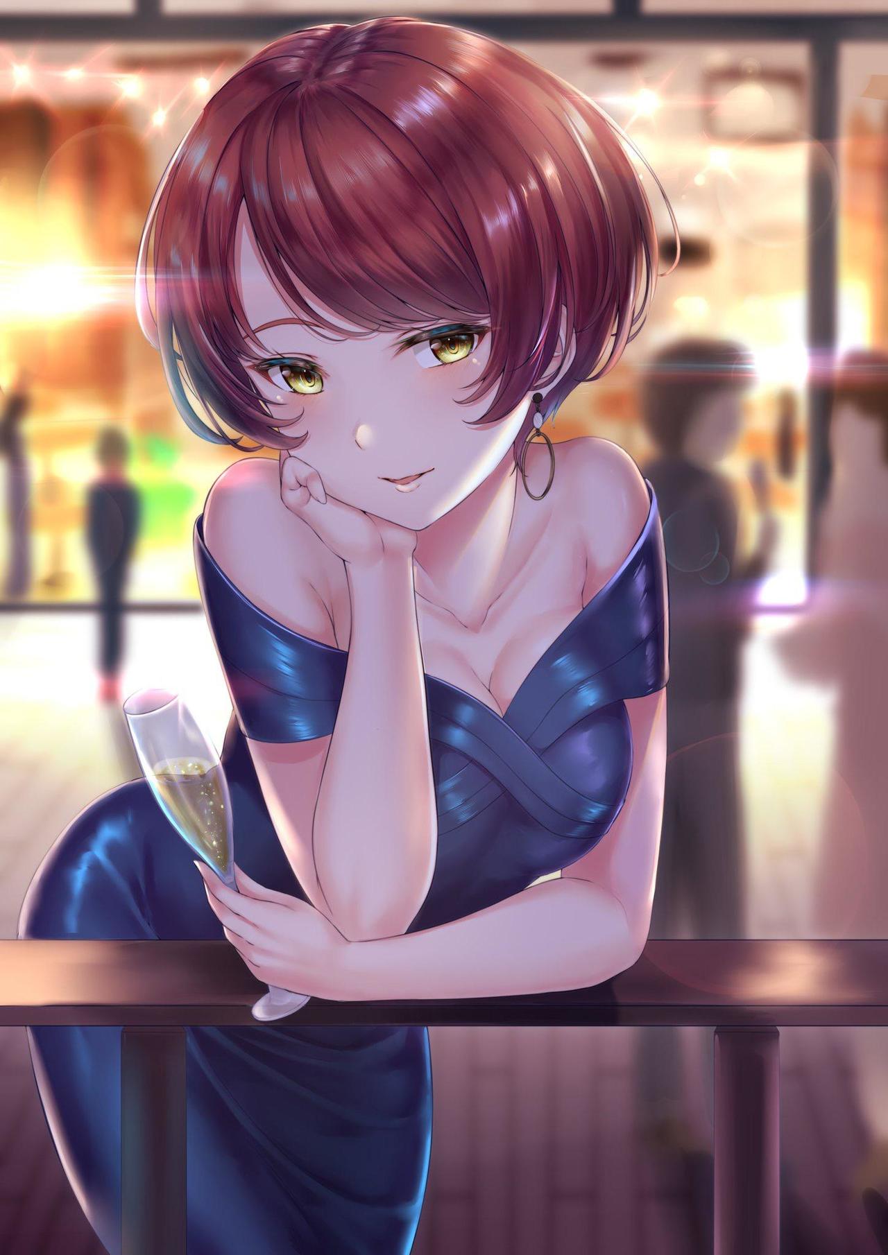 派对之夜 原创 パーティ 女孩子 カクテルグラス パーティードレス 画师通